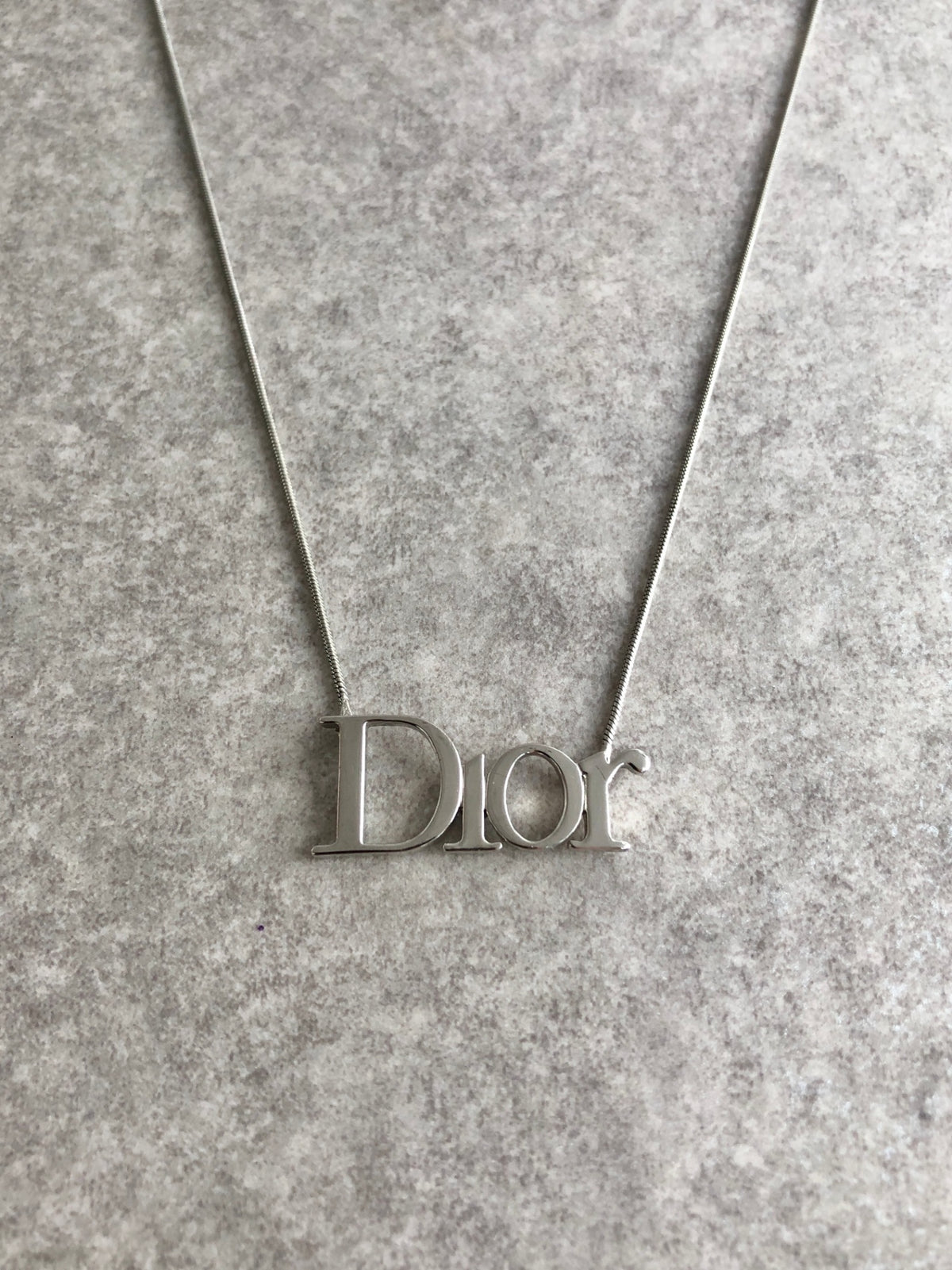 Christian Dior Logo Motif Necklace Silver Vintage dngcy3