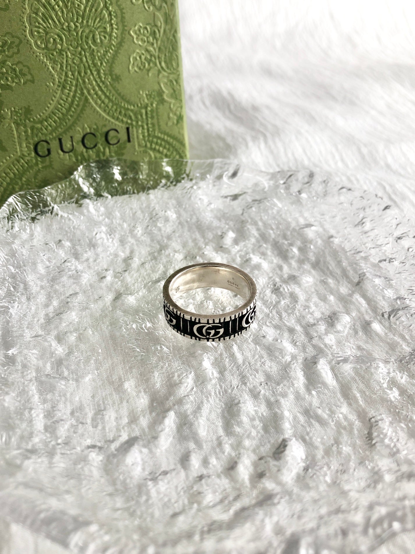 GUCCI Logo Motif SILVER925 Ring Silver Vintage a7z2xk