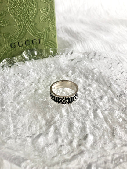 GUCCI Logo Motif SILVER925 Ring Silver Vintage a7z2xk