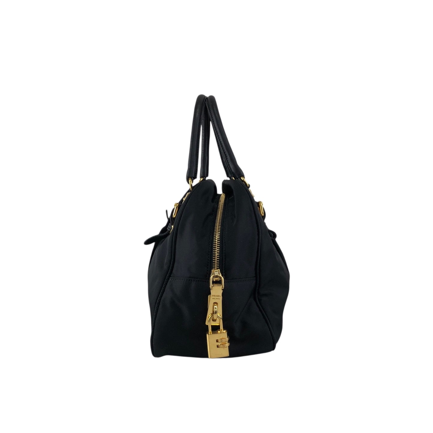 PRADA Logo Two-way Small Boston bag Shoulder bag Black Vintage is5a6n