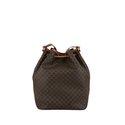 CELINE Macadam Blason Drawstring Shoulder bag Brown Vintage ex6n3b