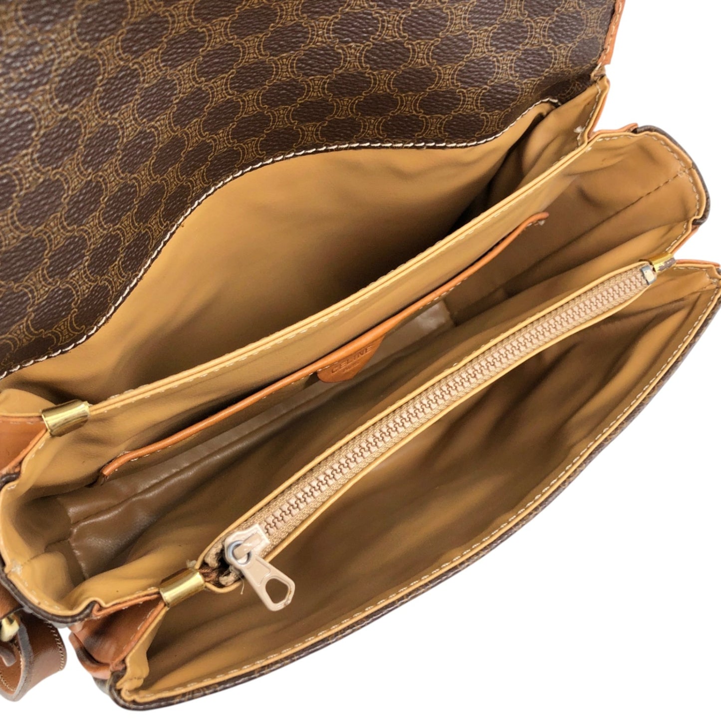 CELINE Macadam Horse Bit Shoulder bag Brown Vintage mcvths