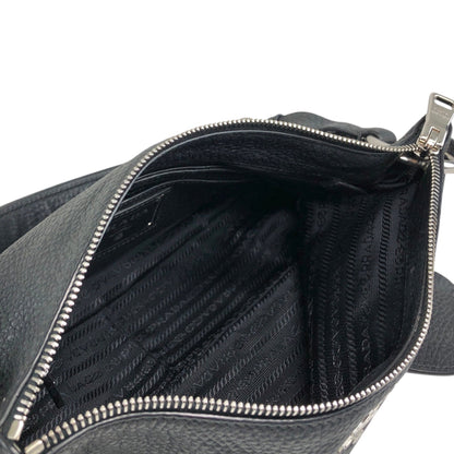 PRADA Logo Shoulder bag Black Vintage j4hmuw