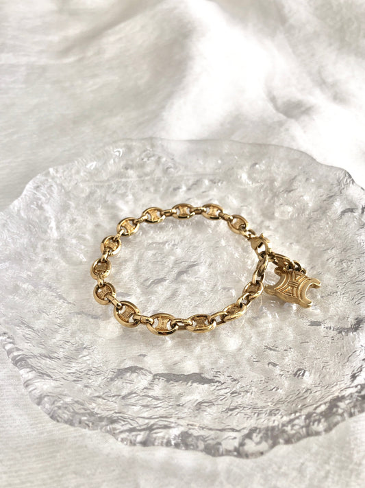 CELINE Blason Bracelet Gold Vintage 7vt4uc