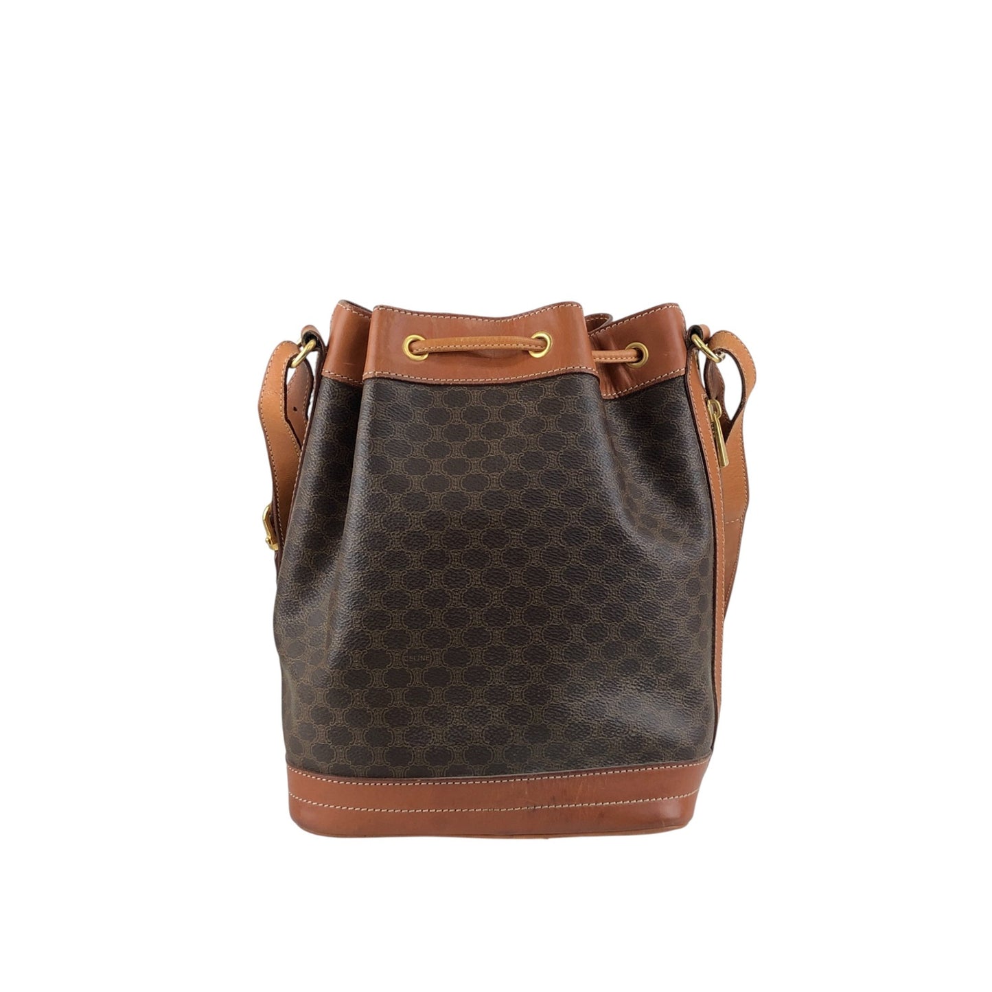 CELINE Macadam Blason Drawstring Shoulder bag Brown Vintage 2wtdcs