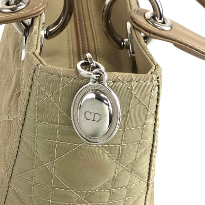 Christian Dior Lady Dior Cannage Logo Charm Handbag Beige Vintage 8h86ku