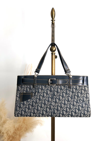 Christian Dior Trotter Handbag Navy Vintage twjy5h