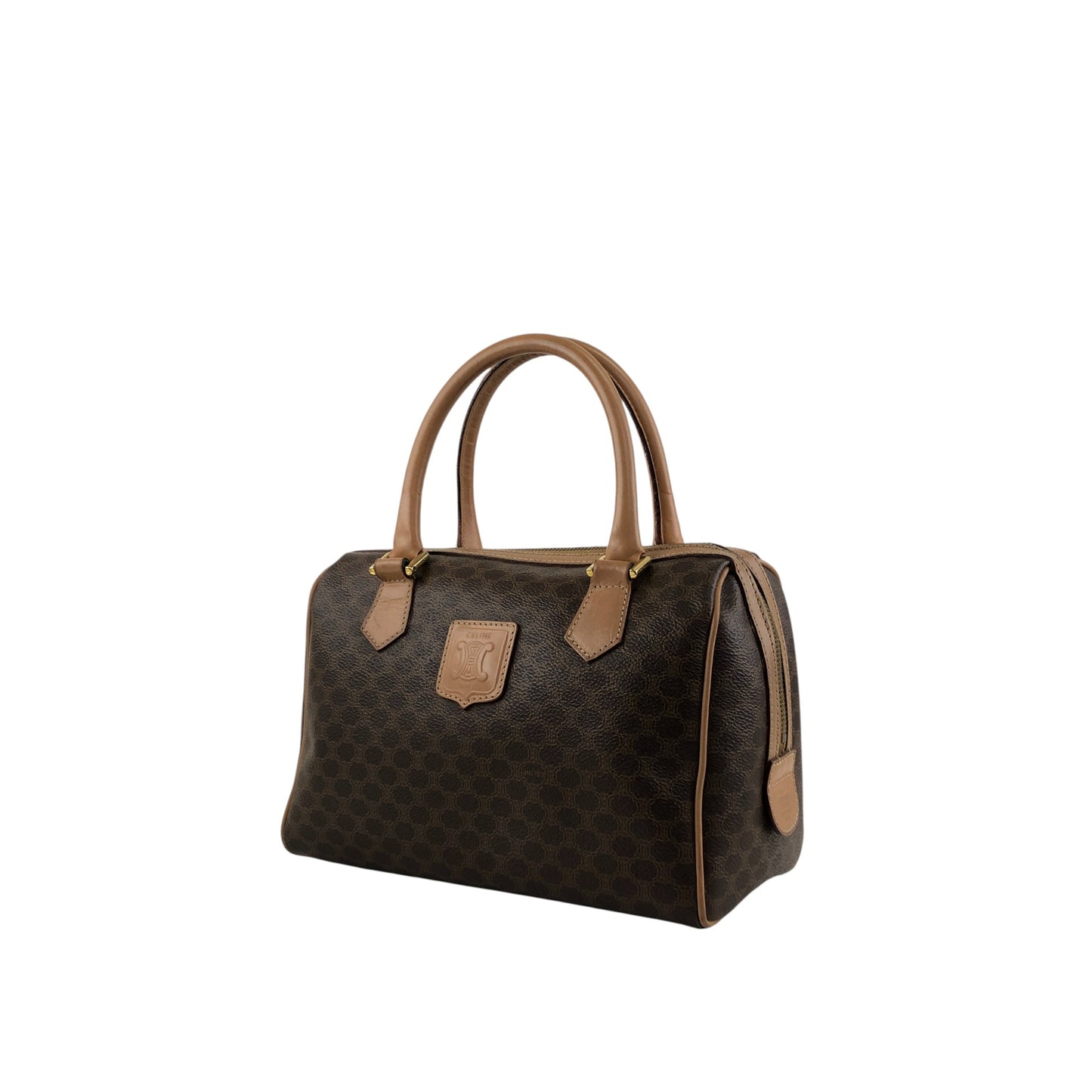 CELINE Macadam Triomphe Handbag Boston bag Brown Vintage 7bmypd