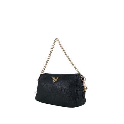 PRADA Logo Small Chain Shoulder bag Black Vintage ckmyc2