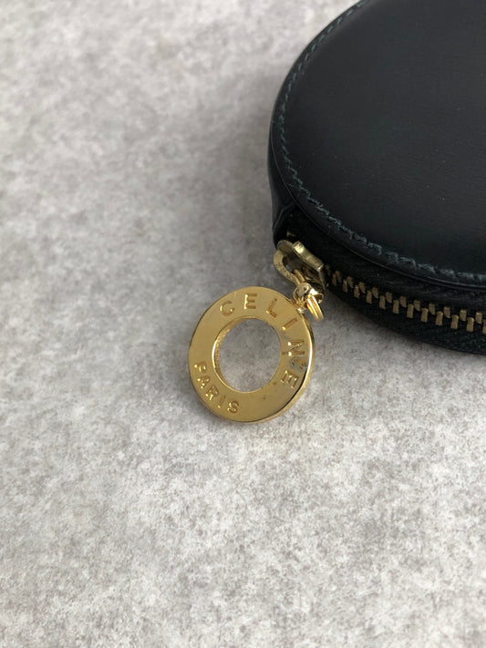 CELINE Circle Logo Coin Purse Black Vintage n7ez3e