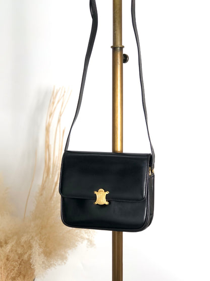 CELINE Triomphe Shoulder bag Black Vintage igefky