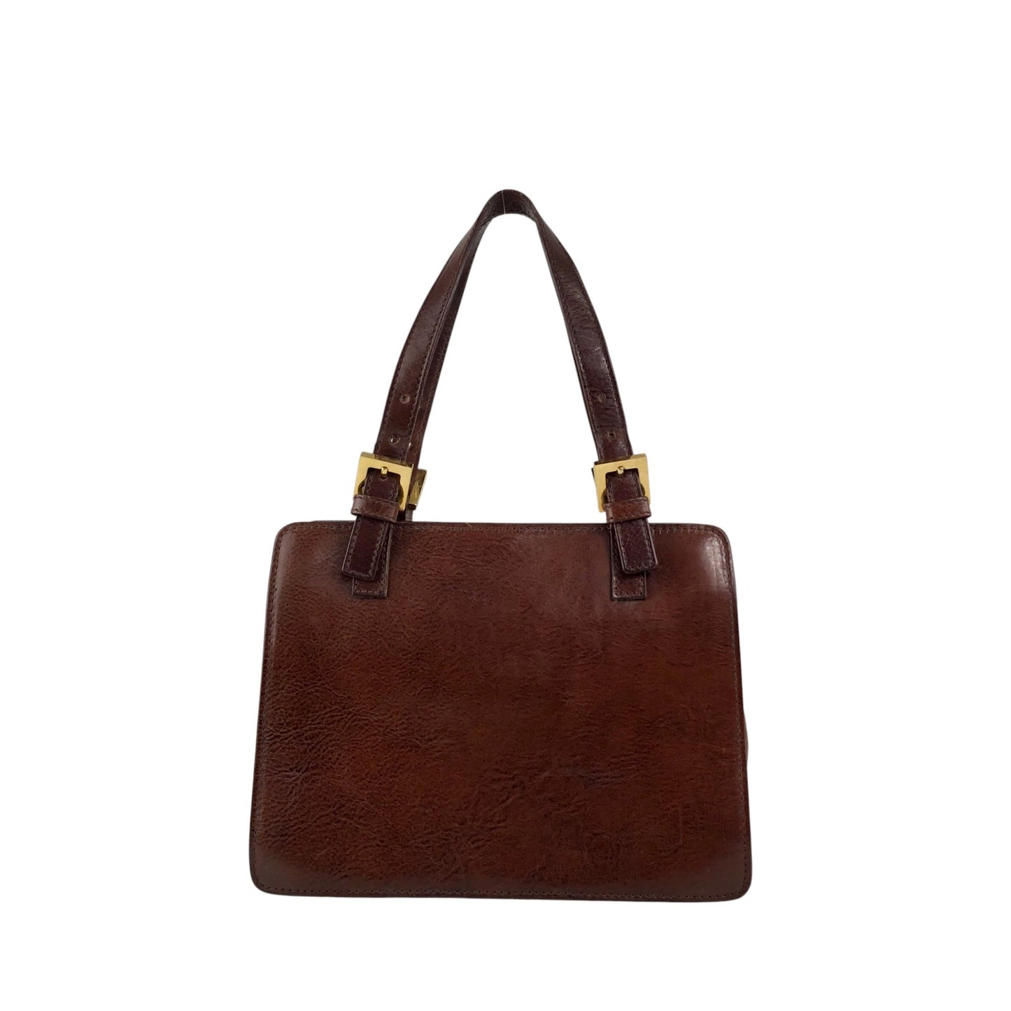 FENDI Logo Embossed Handbag Brown Vintage 8dvn7y