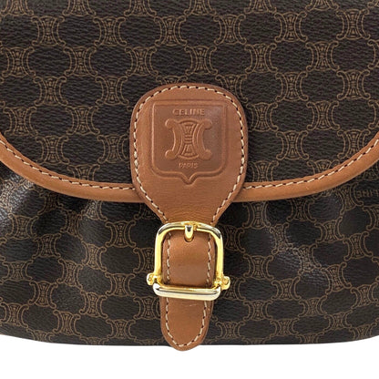 CELINE Macadam Blason Front Buckle Shoulder bag Brown Vintage 8vwf72