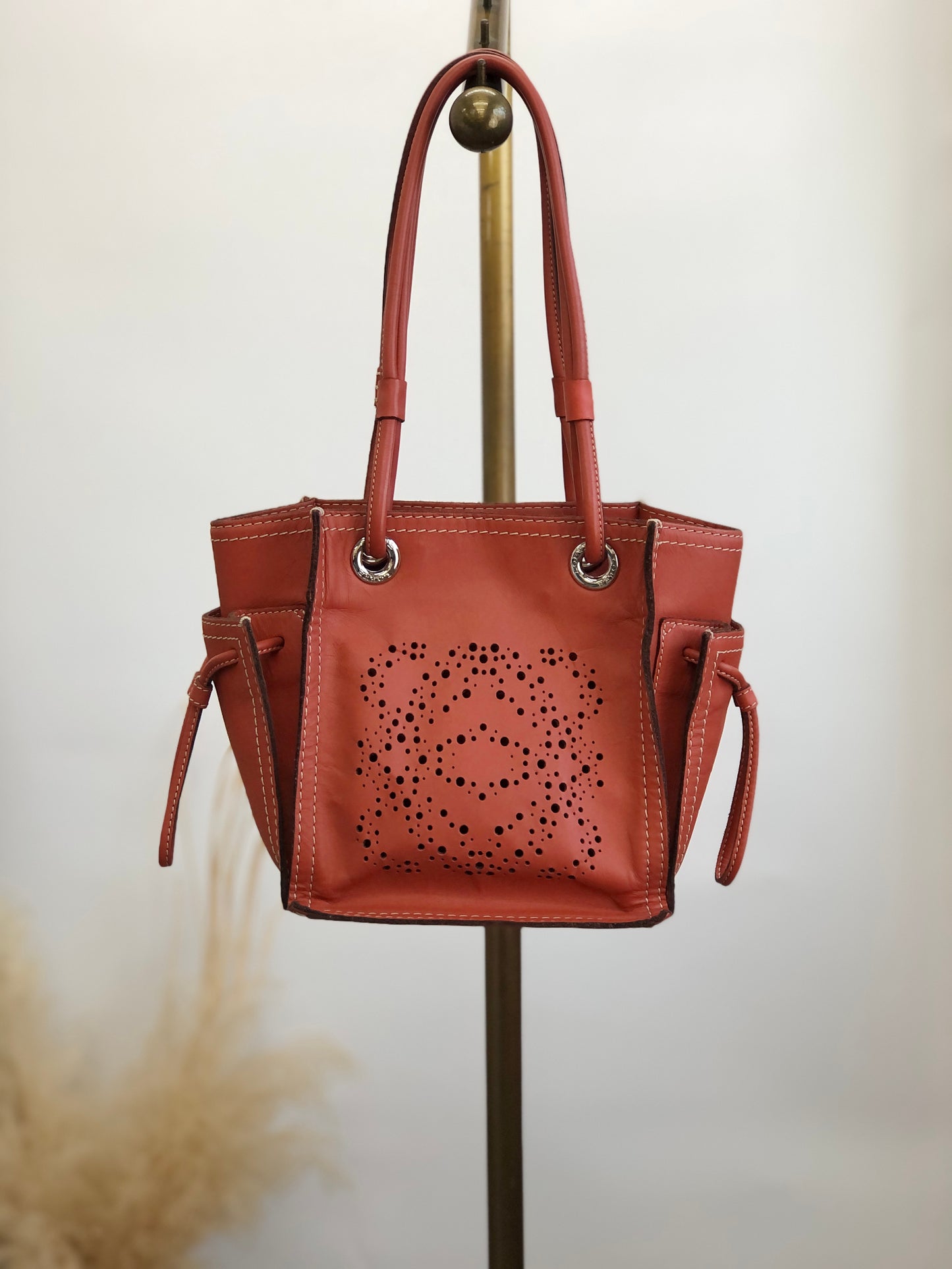 LOEWE Anagram Handbag Red Brown Vintage jcggg5