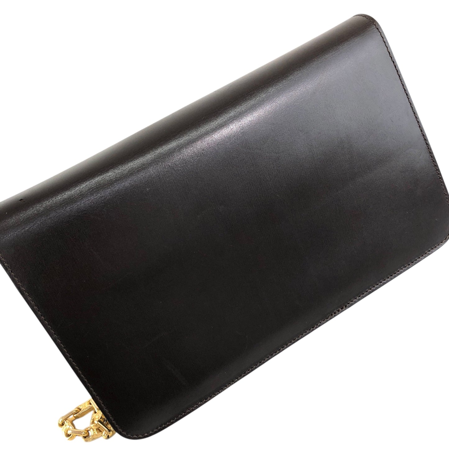 CELINE Blason Chain Shoulder bag Brown Vintage 5dcbrt