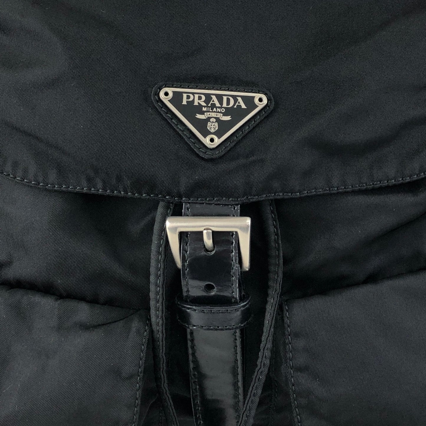 PRADA Tessuto Triangle Logo Double Pocket Backpack Black Vintage rr2dvd