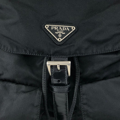 PRADA Tessuto Triangle Logo Double Pocket Backpack Black Vintage rr2dvd
