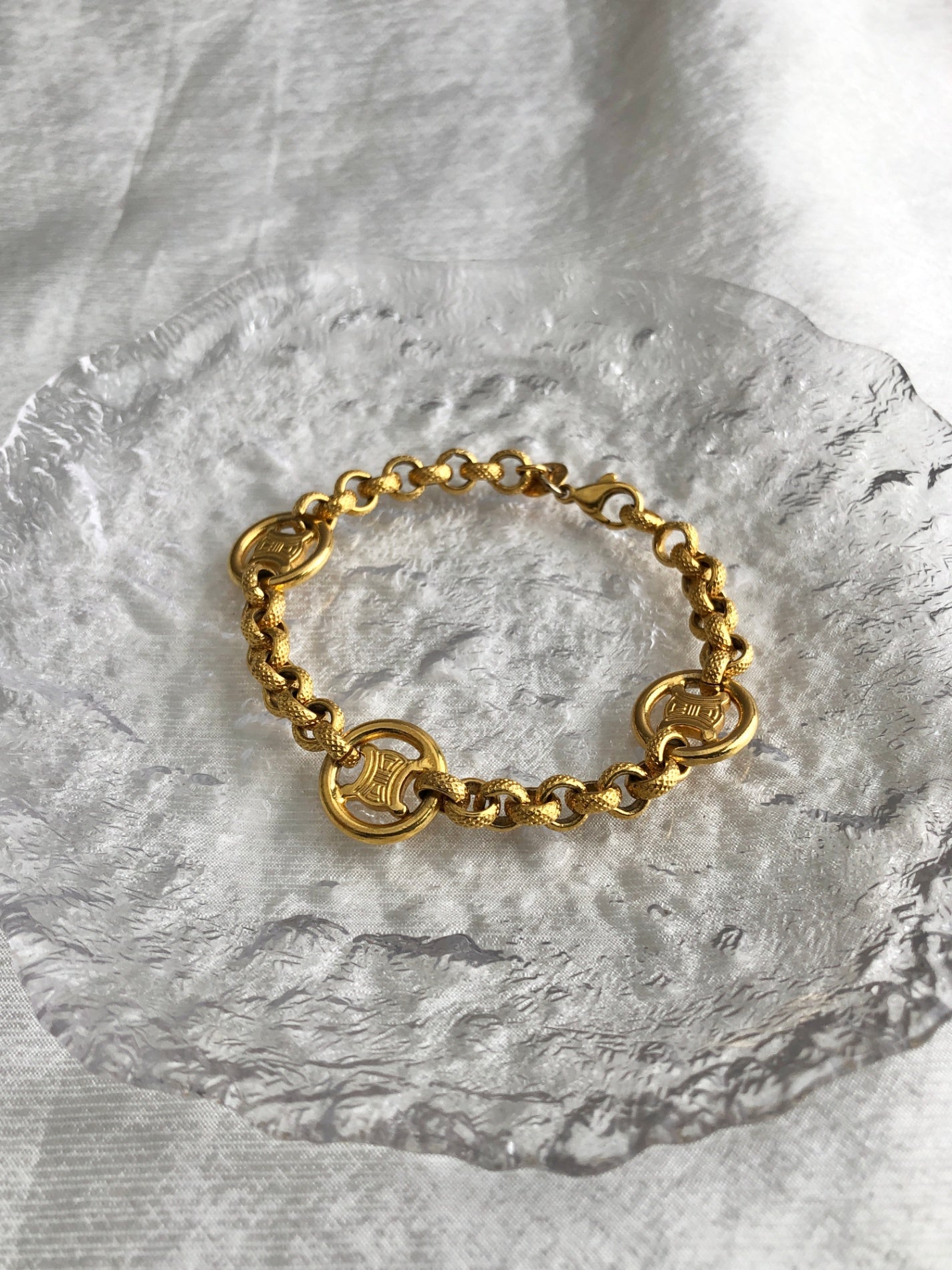 CELINE Triomphe Bracelet Gold Vintage 4ks7z7