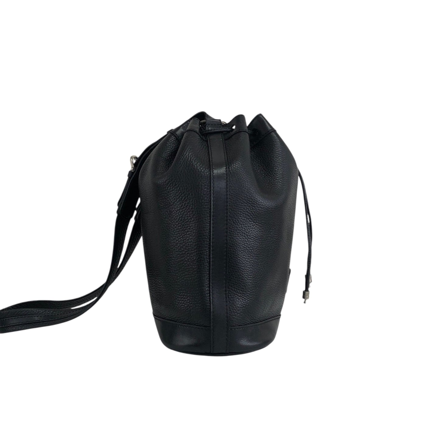 CELINE Blason Drawstring Shoulder bag Black Vintage 2mfbtc