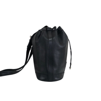 CELINE Blason Drawstring Shoulder bag Black Vintage 2mfbtc
