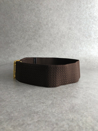 Yves Saint Laurent YSL Logo Cassandra Belt Brown Vintage 3x4ie5