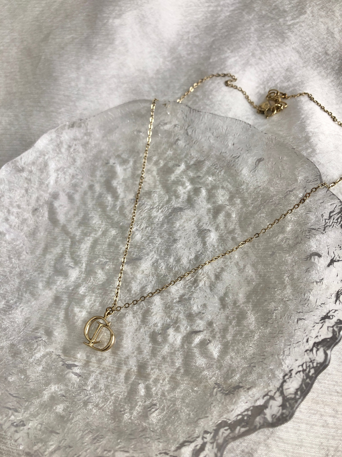 Christian Dior CD Logo Necklace Gold Vintage cdhu6c
