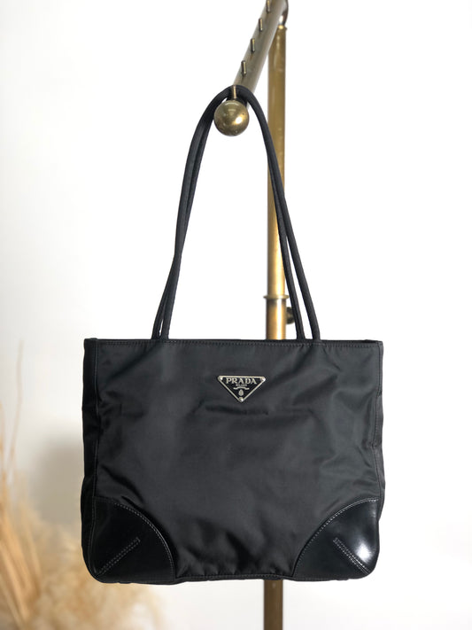 PRADA Triangle Logo Handbag Totebag Black Vintage 2a4arb