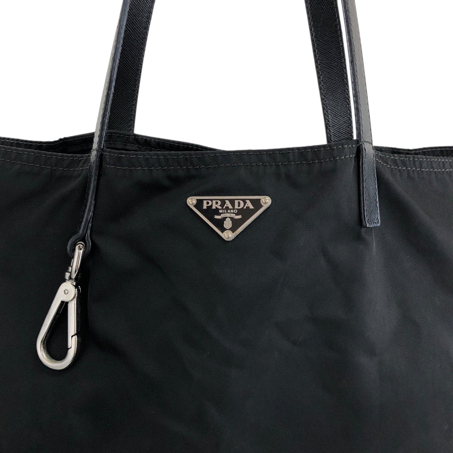 PRADA Tessuto Triangle Logo Totebag Black Vintage znncse