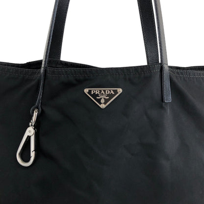 PRADA Tessuto Triangle Logo Totebag Black Vintage znncse