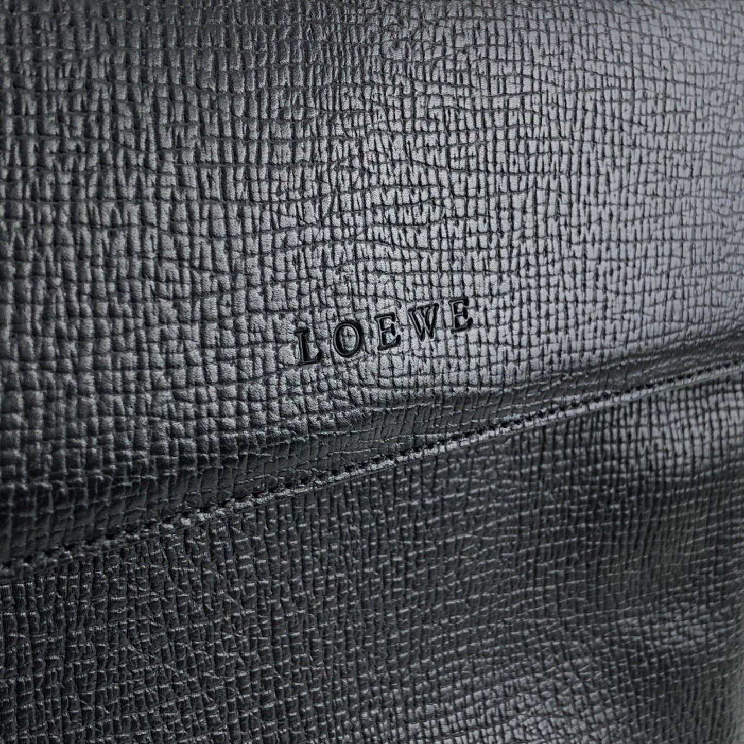 LOEWE Logo Embossed Shoulder bag Black Vintage htcz22