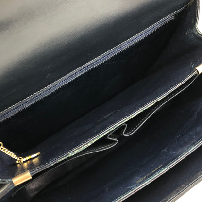 CELINE Horse Carriage Leather Shoulder bag Dark Navy Vintage  r2fr3z