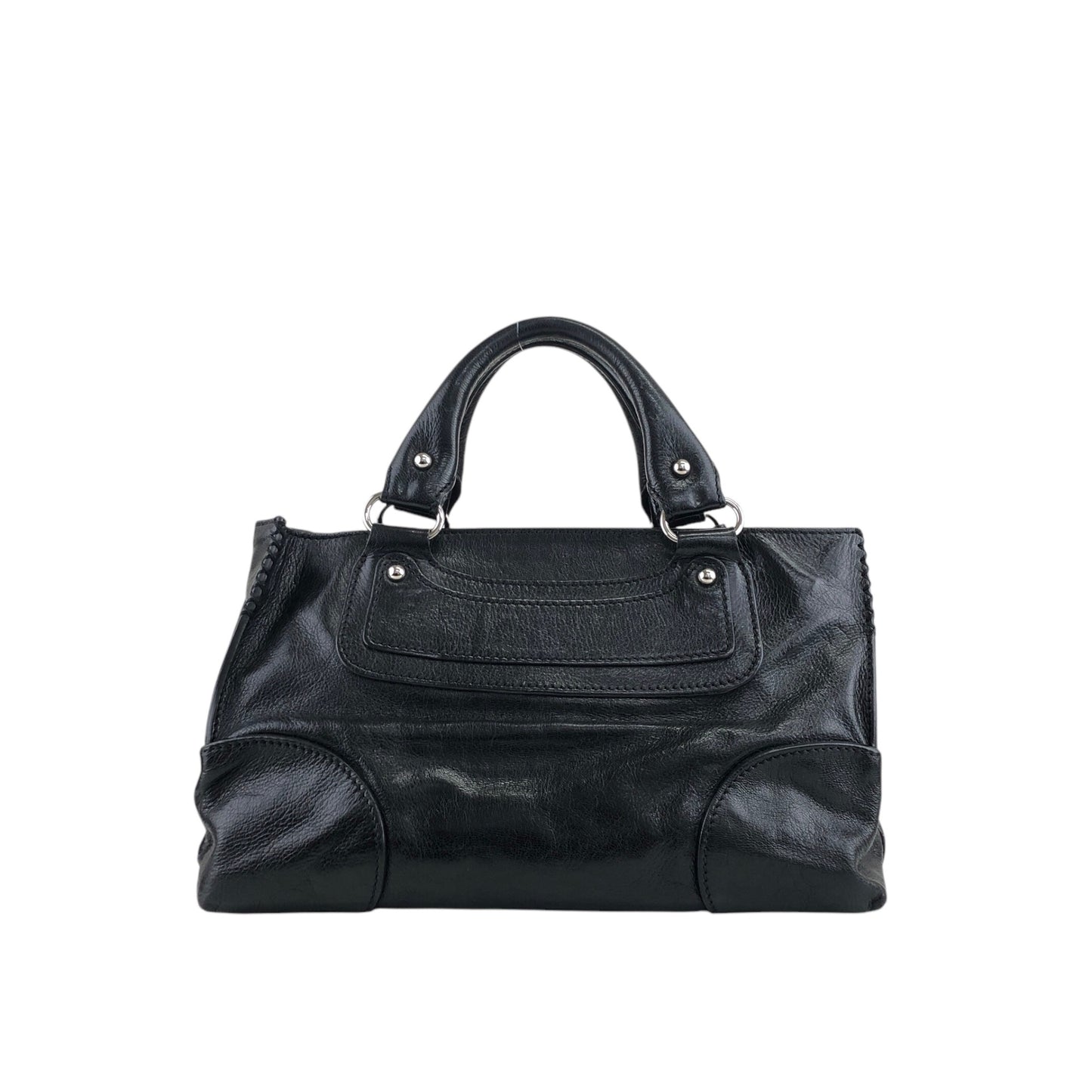 CELINE Logo Handbag Black Vintage p2zgdh