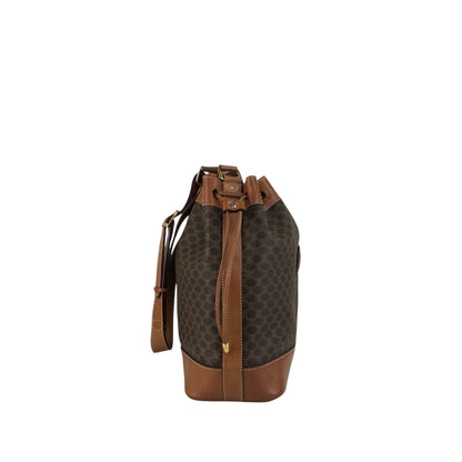 CELINE Macadam Blason Drawstring Shoulder bag Brown Vintage tc6d7e