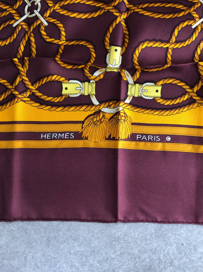 HERMES SILK Scarf Bordeaux Vintage jmarx7