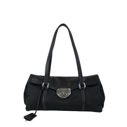 PRADA Triangle Logo Front Lock Totebag Black Vintage dggbp5