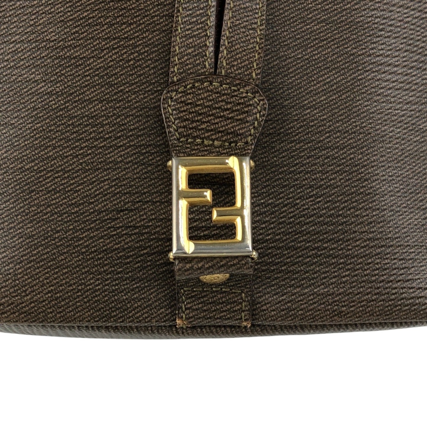 FENDI Logo  Drawstring Shoulder bag Brown Vintage z6vszr