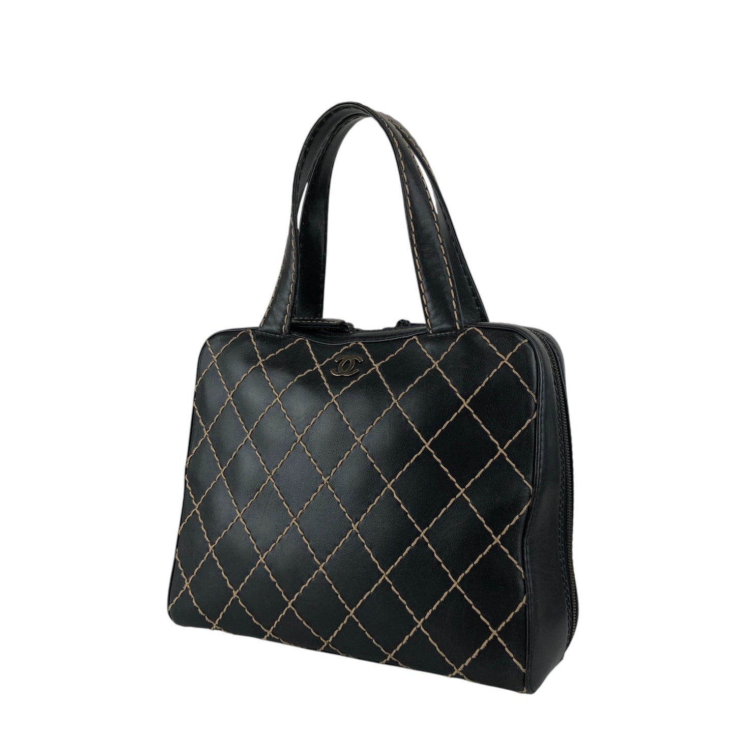 CHANEL Coco Mark Wild Stitch Totebag Black Vintage hvn8p8