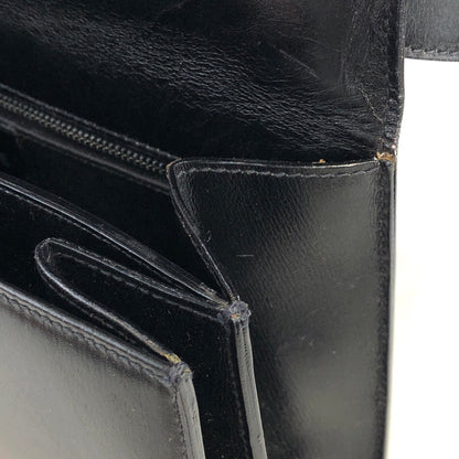 CELINE Gancini  Leather Crossbody Shoulder bag Black Vintage fiypr7