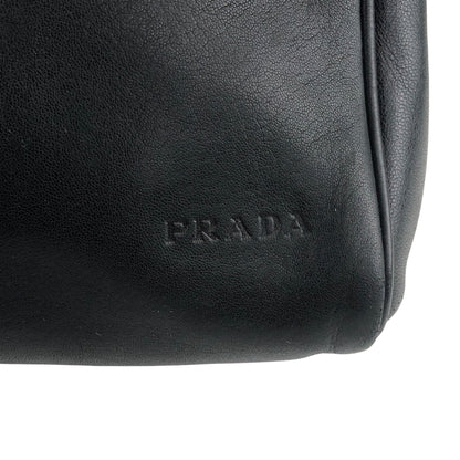 PRADA Logo Embossed Handbag Black Vintage fu6tga