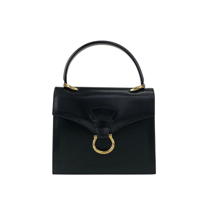 CELINE Horse Bit Top Handle Handbag Black Vintage b2e5yr