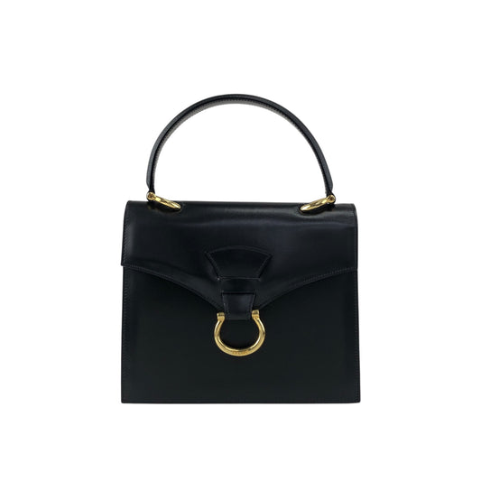 CELINE Horse Bit Top Handle Handbag Black Vintage b2e5yr