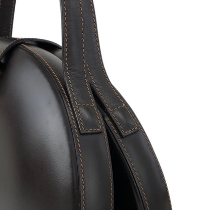 LOEWE Logo Embossed Round Handbag Brown Vintage pyjsv4