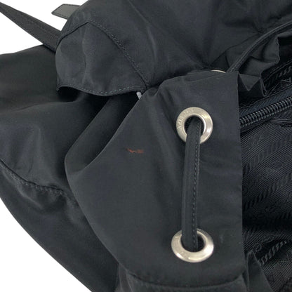 PRADA Tessuto Triangle Logo Front Buckle Backpack Black Vintage bde87k