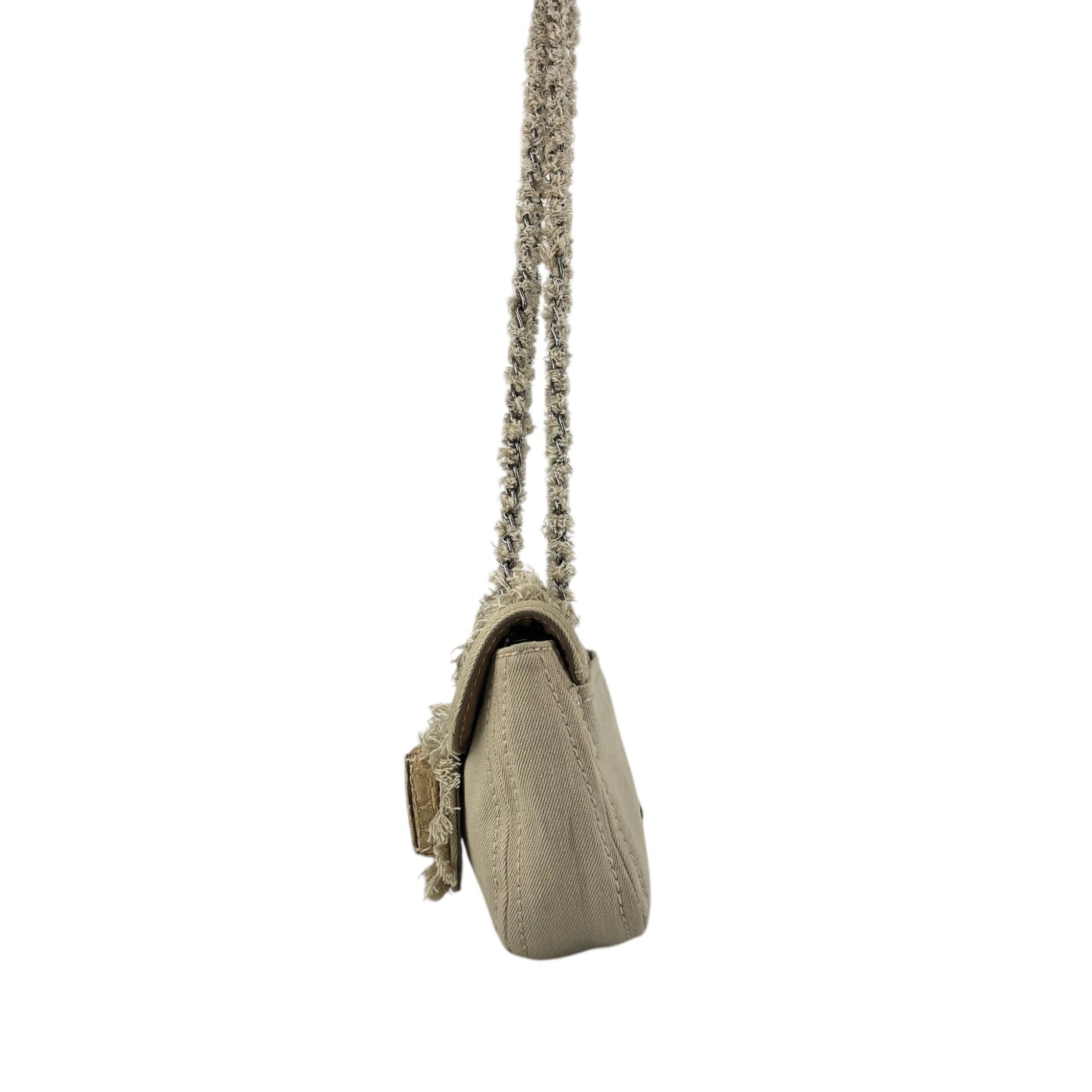 PRADA Triangle Logo Turn Lock Shoulder bag Beige Vintage hrktdk