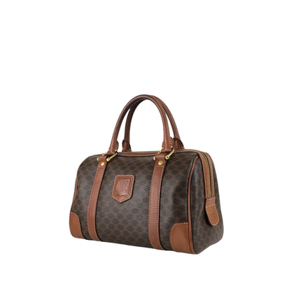 CELINE Macadam Blason Small Boston bag Handbag Brown Vintage ezay86