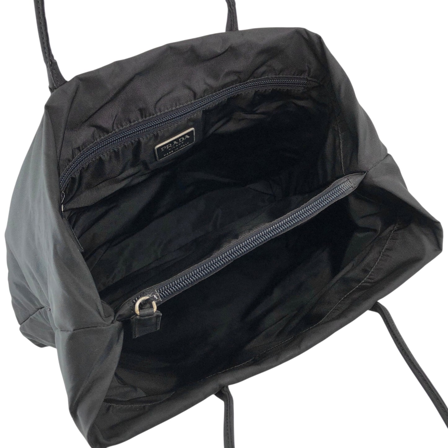 PRADA Tessuto Triangle Logo Handbag Totebag Black Vintage 6skxyh