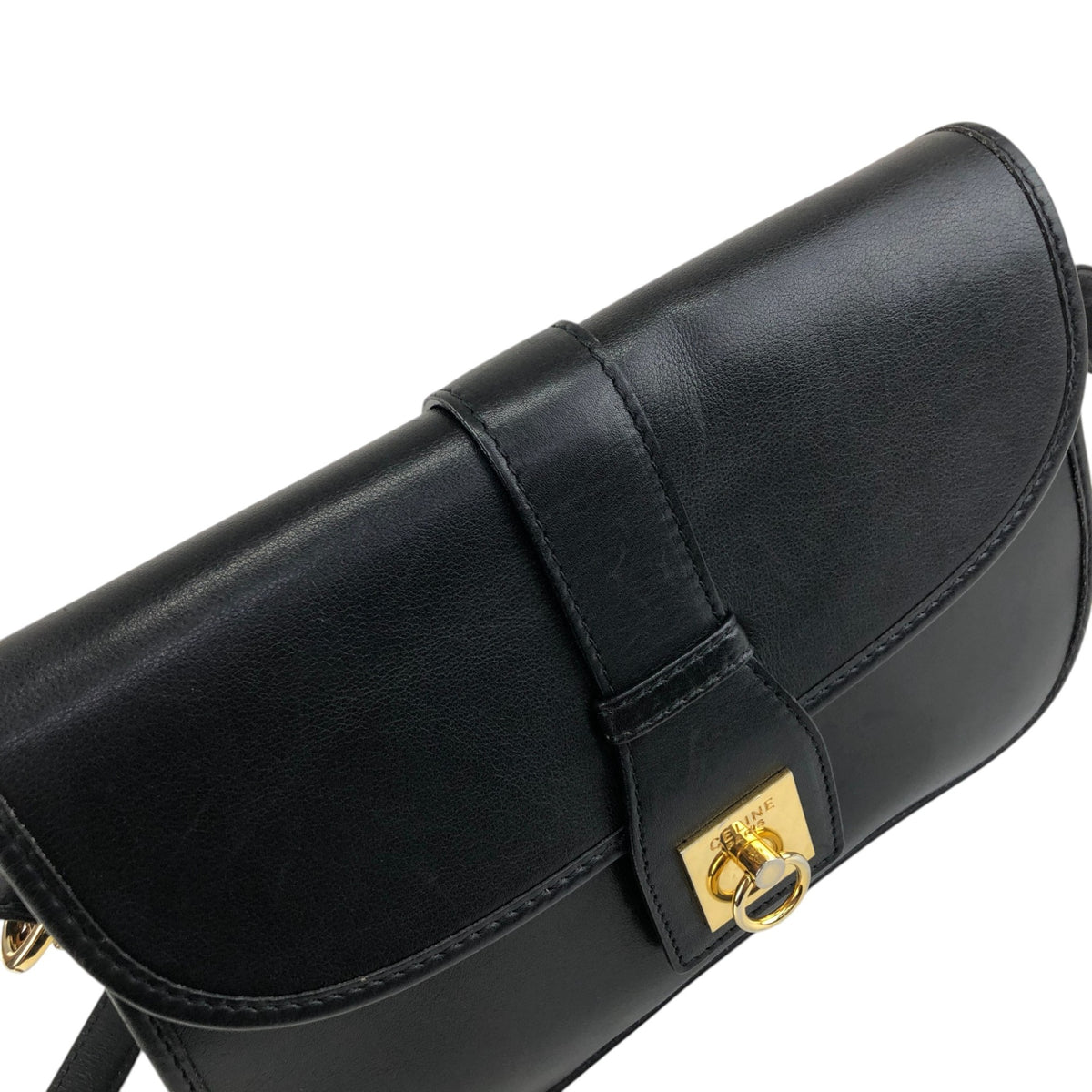 CELINE Gancini Shoulder bag Black Vintage dcwmsj