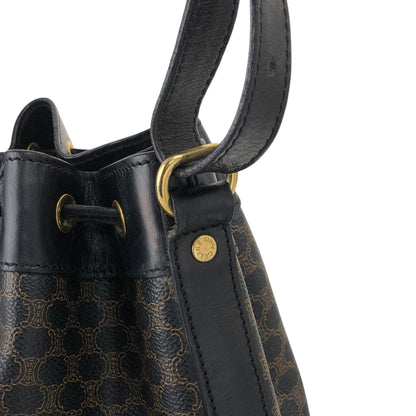 CELINE Macadam Blason Drawstring Shoulder bag Black Vintage mujneu