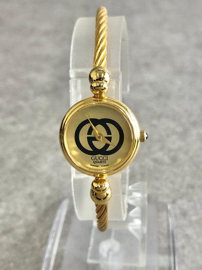 GUCCI GG Motif Bangle Watch Gold 2047L Vintage v5yfg7