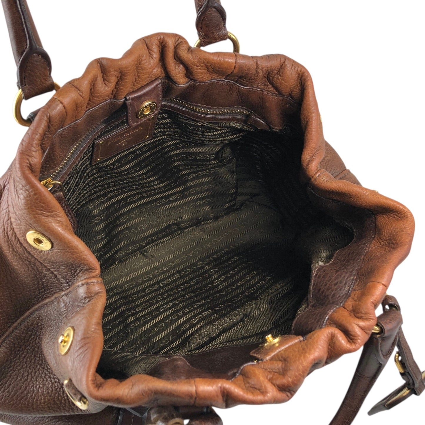 PRADA Logo  Handbag Totebag Brown Vintage  2ssadw